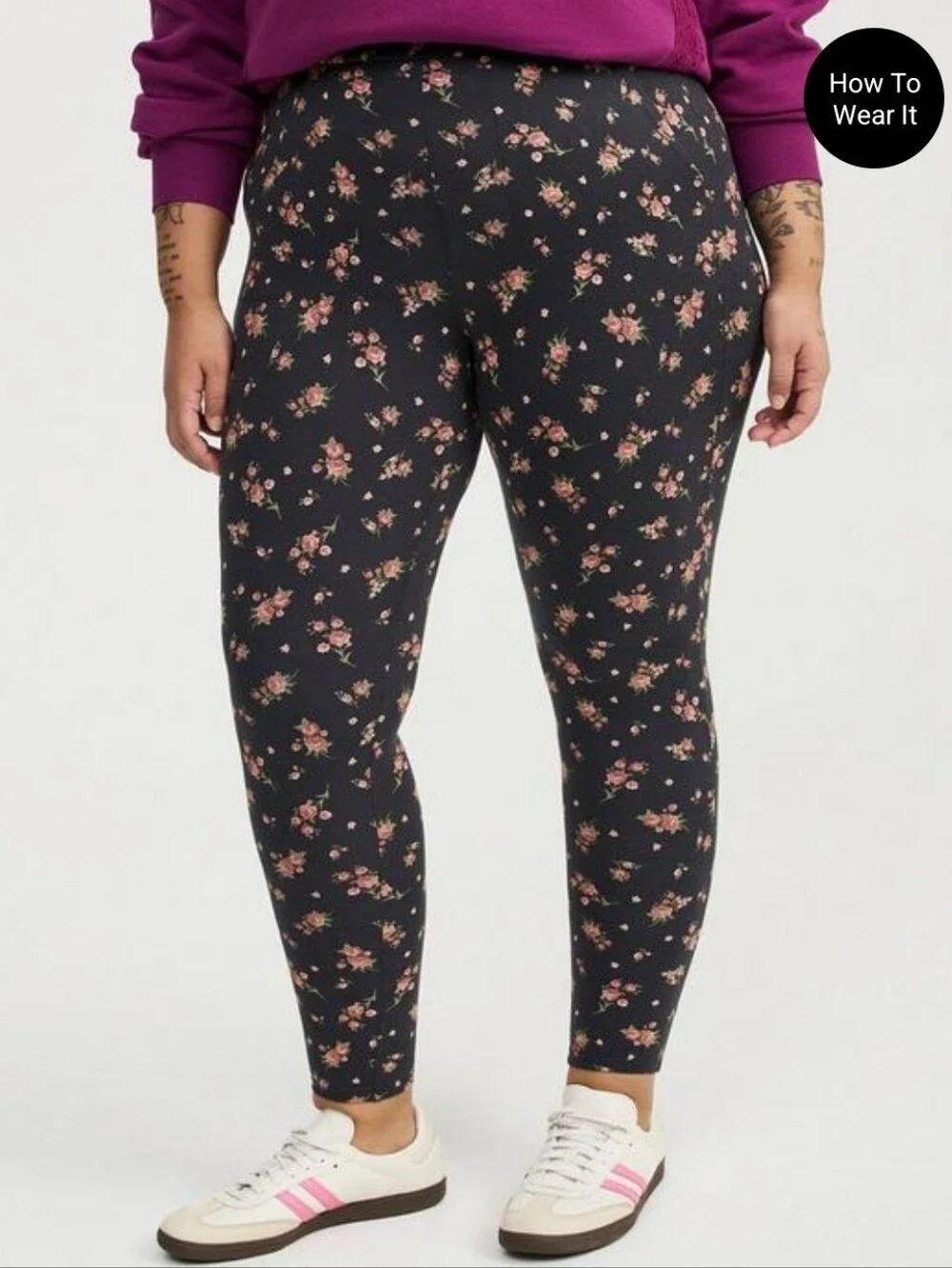Torrid 0 Floral Print Grey Leggings With Pockets - New